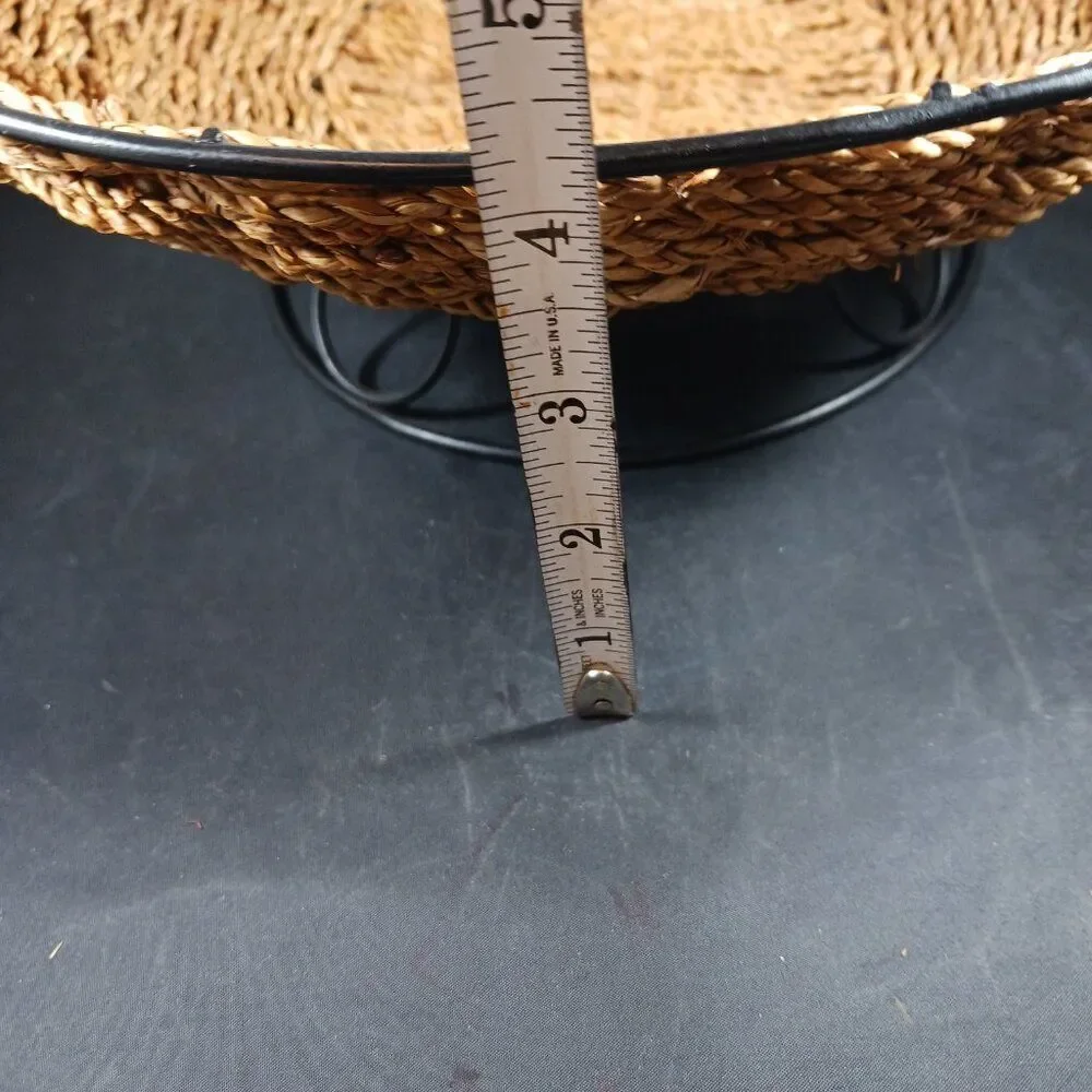 Hand Woven Metal Frame Pedestal Basket